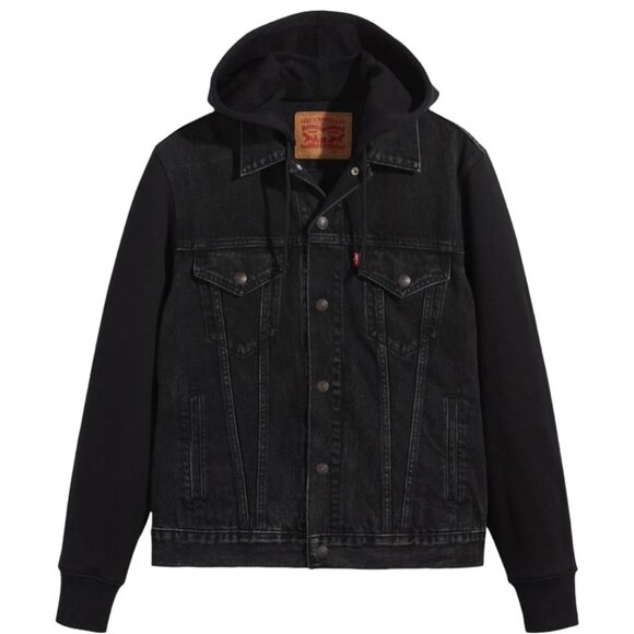 NWT Levi’s Mens Hybrid Hoodie Trucker Denim Jacket – Black – Size S & L - Picture 11 of 14